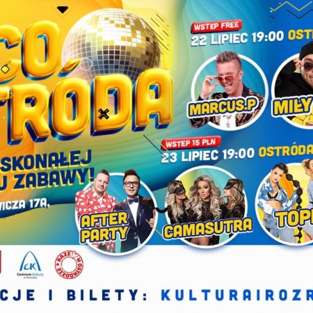 Plakat zapraszający na do Ostródy na Disco Ostróda 2022.  