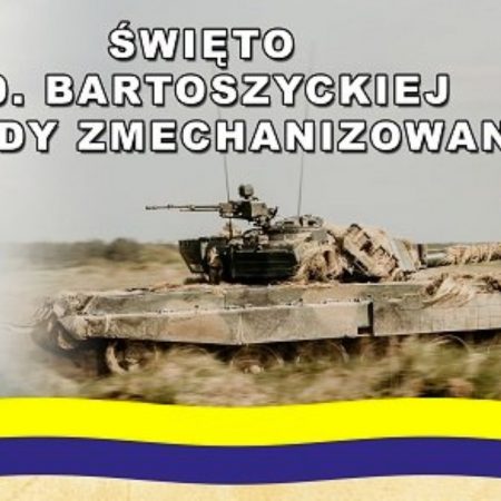 Plakat zapraszający do Bartoszyc na Święto 20. Bartoszyckiej Brygady Zmechanizowanej 2022.