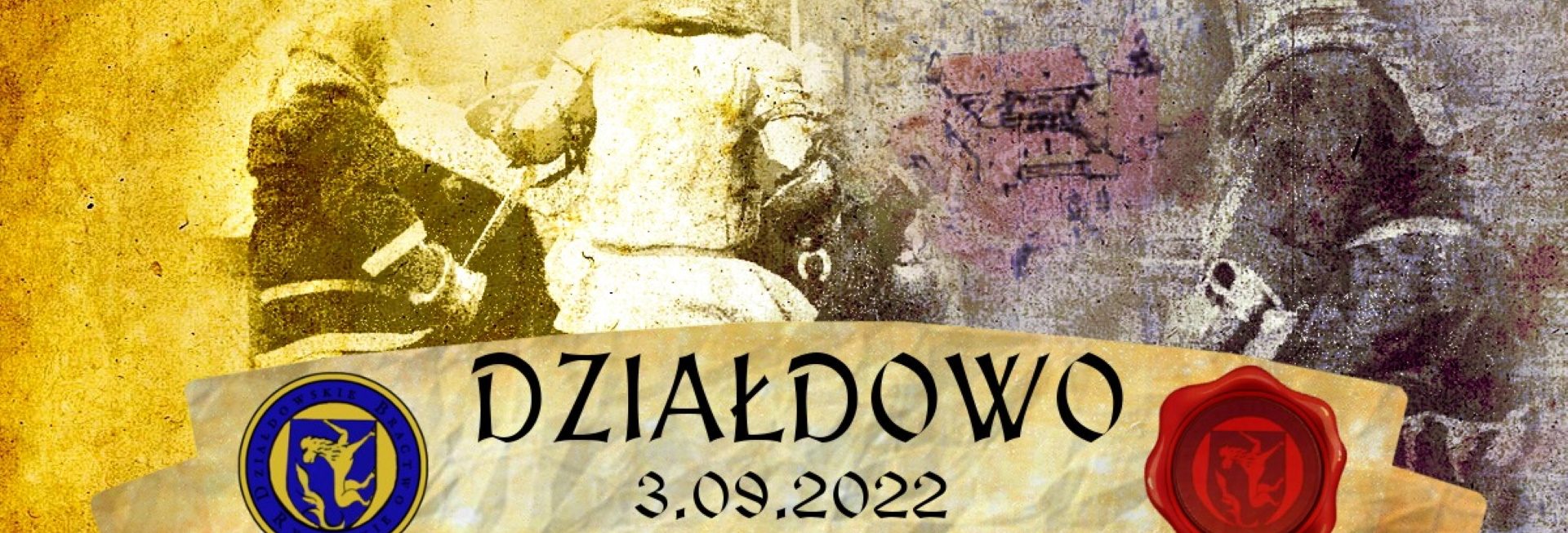 Plakat zapraszający na Turniej Rycerski w Działdowie 2022. 