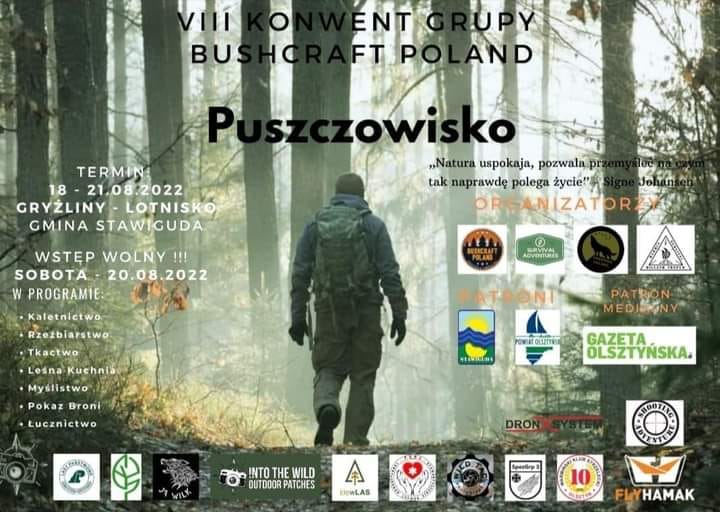 Zdjęcie zapraszające do miejscowości Gryźliny w gminie Stawiguda na Puszczowisko VIII Konwent Grupy Bushcraft Poland Gryźliny 2022.