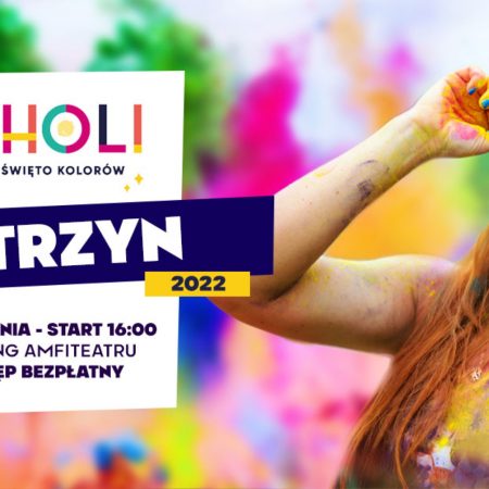 Plakat zapraszający do Kętrzyna na Holi Święto Kolorów Kętrzyn 2022.