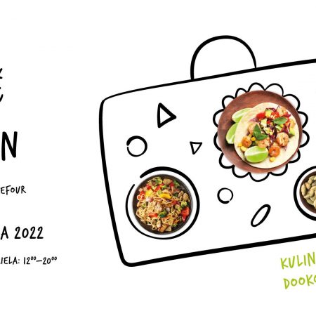 Plakat zapraszający do Olsztyna na 14. edycję Festiwalu Smaków Food Trucków w Olsztynie. 