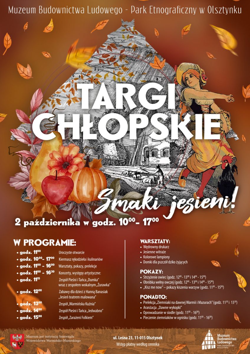 Plakat zapraszający do Olsztynka na Targi Chłopskie 2022.