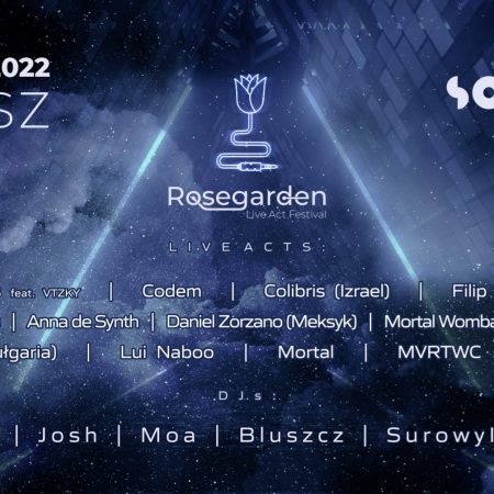 Plakat zapraszający do miejscowości Susz na Rosegarden Live Act Festival 2022 Susz 2022.
