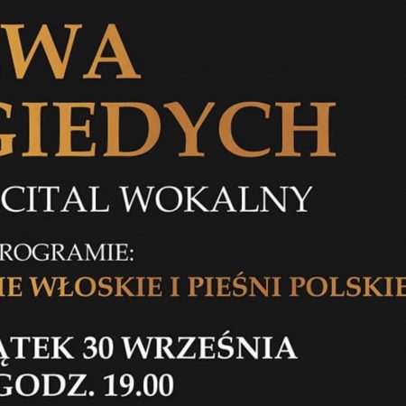 Plakat zapraszający do Centrum Kulturalno-Biblioteczne w Gietrzwałdzie na recital wokalny Ewy Giedych Gietrzwałd 2022.