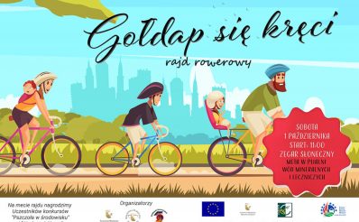 Plakat zapraszający do Gołdapi na Rajd Rowerowy „Gołdap się kręci” Gołdap 2022.