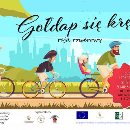 Plakat zapraszający do Gołdapi na Rajd Rowerowy „Gołdap się kręci” Gołdap 2022.