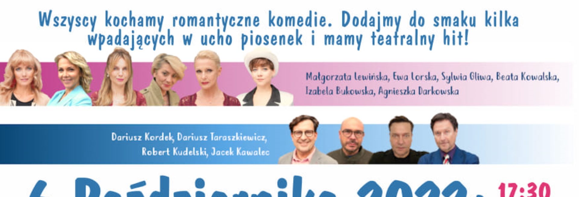 Plakat zapraszający do Kętrzyna na tragikomedię romantyczną „Winda do Nieba czyli czworo po czterdziestce” Kętrzyn 2022.