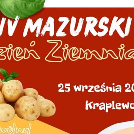 Plakat zapraszający do miejscowości Kraplewo w gminie Ostróda na Mazurski Dzień Ziemniaka Kraplewo 2022.
