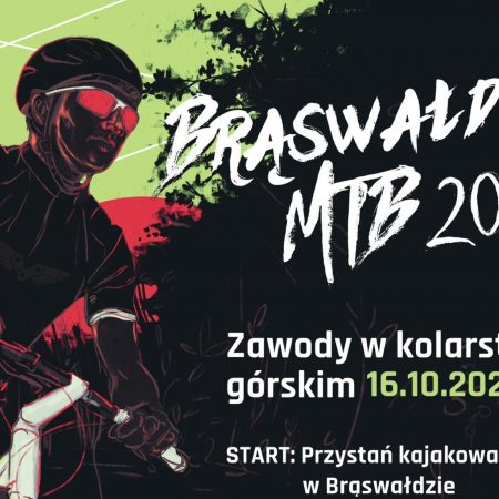 Plakat zapraszający do Brąswałdu na Zawody w kolarstwie Brąswałd MTB 2022.