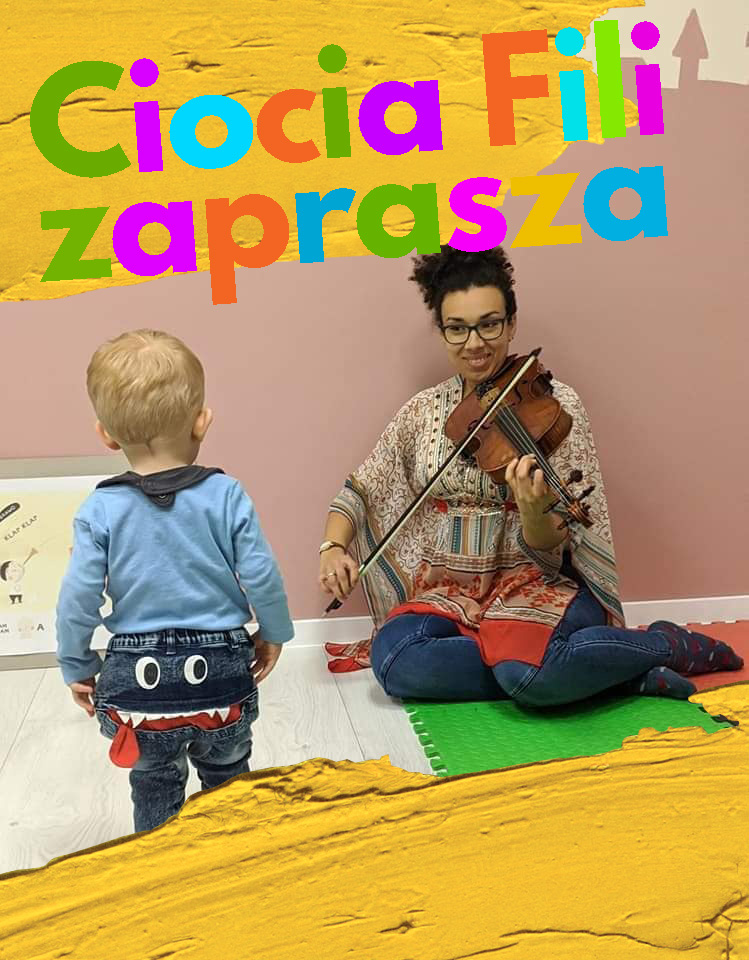 Plakat zapraszający do Olsztyna na Baby Filharmonia – zajęcia umuzykalniające dla dzieci w wieku 1-3 lat Olsztyn 2022. 