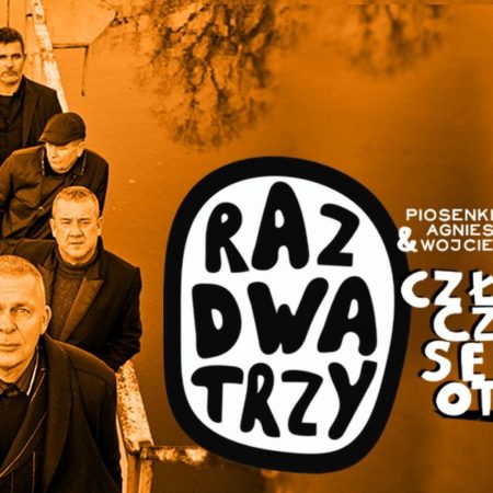 Plakat zapraszający do Olsztyna na koncert zespołu RAZ DWA TRZY Filharmonia Olsztyn 2023.
