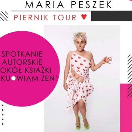 Plakat zapraszający do Górowa Iławeckiego na spotkanie autorskie z Marią Peszek - Górowo Iławeckie 2022.