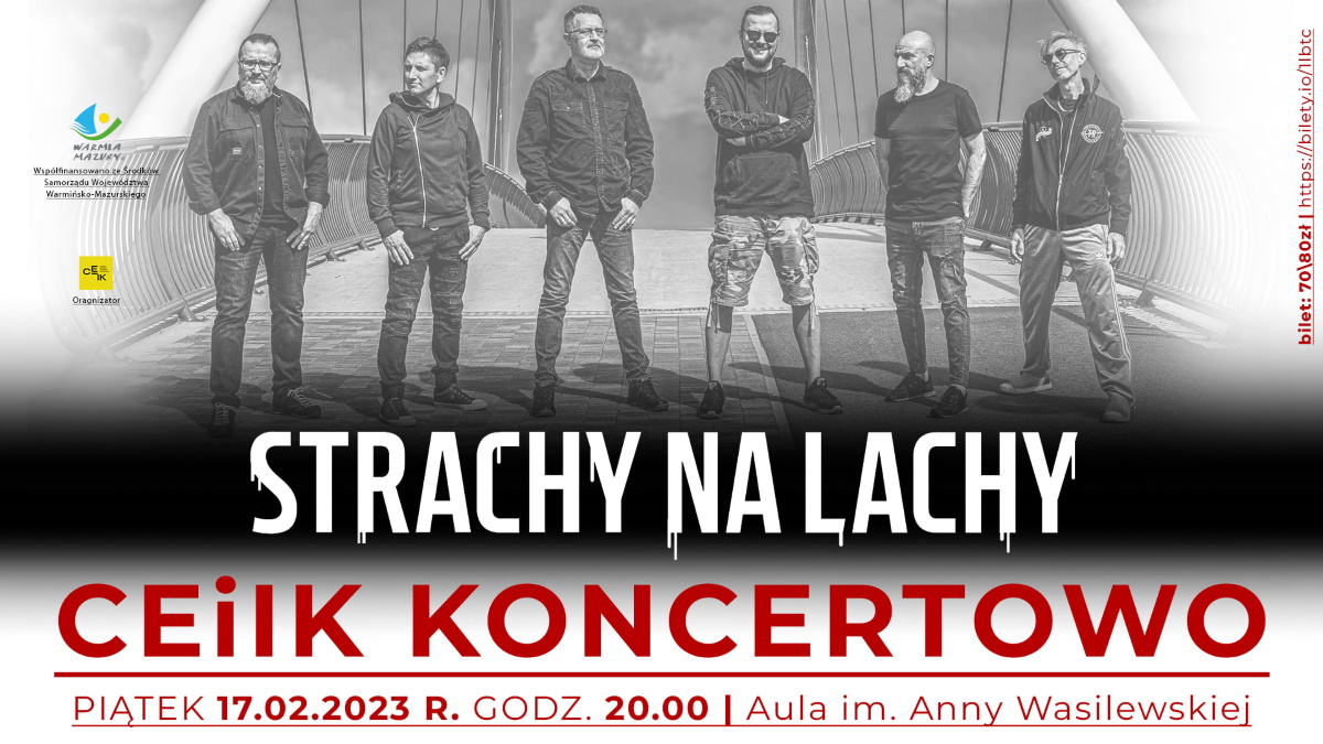 Plakat zapraszający do Olsztyna na koncert zespołu Strachy Na Lachy Olsztyn 2023.