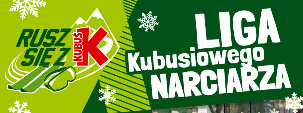 Plakat zapraszający do miejscowości Kurzętnik na Kurzą Górę na Ligę Kubusiowego Narciarza Kurza Góra - Kurzętnik 2023.