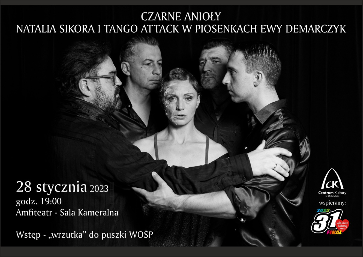 Plakat zapraszający do Ostródy na koncert NATALIA SIKORA z piosenkami Ewy Demarczyk Ostróda 2023.