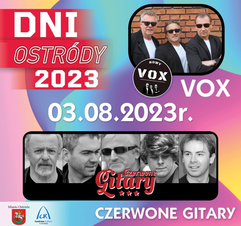 Plakat zapraszający w dniach 3-6 sierpnia 2023 r. do Ostródy na coroczną edycję imprezy Dni Ostródy 2023.