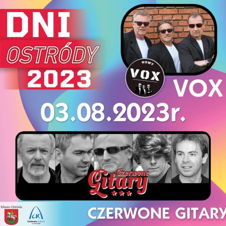 Plakat zapraszający w dniach 3-6 sierpnia 2023 r. do Ostródy na coroczną edycję imprezy Dni Ostródy 2023.