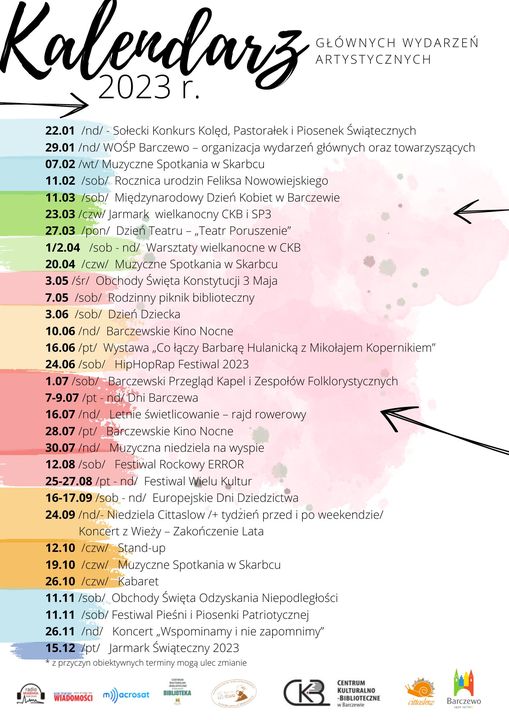 Barczewo - kalendarz imprez i wydarzeń na rok 2023. 