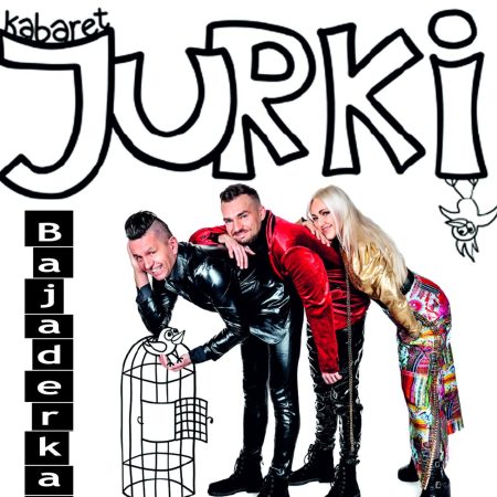 Plakat zapraszający w niedzielę 18 czerwca 2023 r. do Morąga na występ Kabaretu Jurki "Bajaderka" Morąg 2023. 