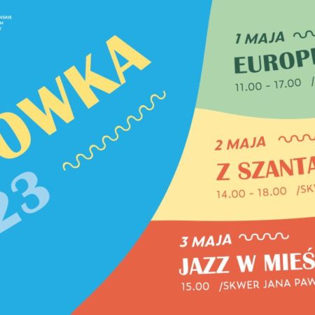 Plakat zapraszający w dniach 1-3 maja 2023 r. do Mrągowa na Majówkę Mrągowo 2023.