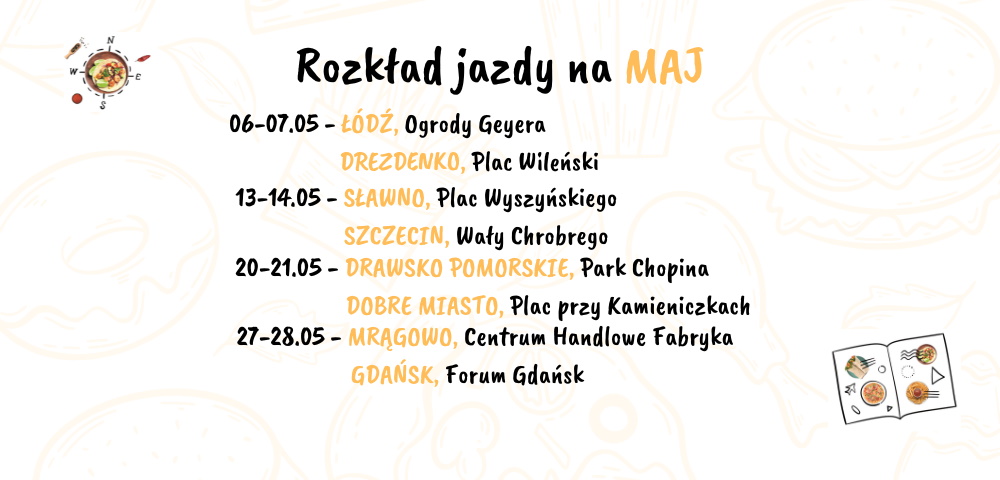 Kalendarz imprez na maj 2023 Festiwal Smaków Food Trucków. 