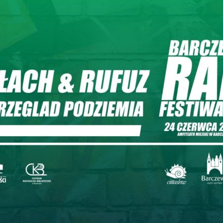 Plakat zapraszający w sobotę 24 czerwca 2023 r. do Barczewa na Barczewo RAP Festiwal 2023.