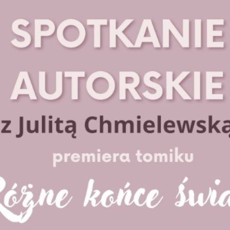 Plakat zapraszający do Centrum Kulturalno-Bibliotecznego w Gietrzwałdzie w piątek 12 maja 2023 r. na spotkanie autorskie z Julitą Chmielewską Gietrzwałd 2023.