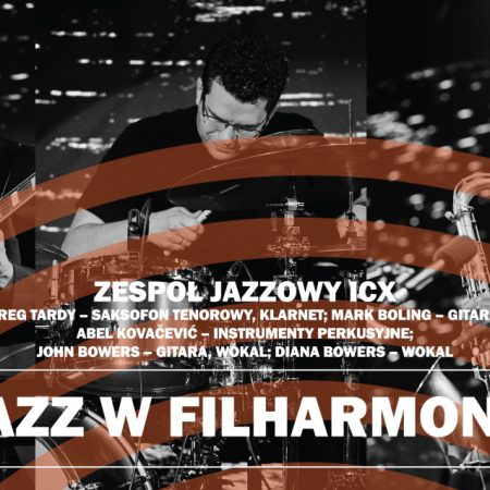 Plakat zapraszający we wtorek 16 maja 2023 r. do Olsztyna na koncert Jazz w Filharmonii Olsztyn 2023.