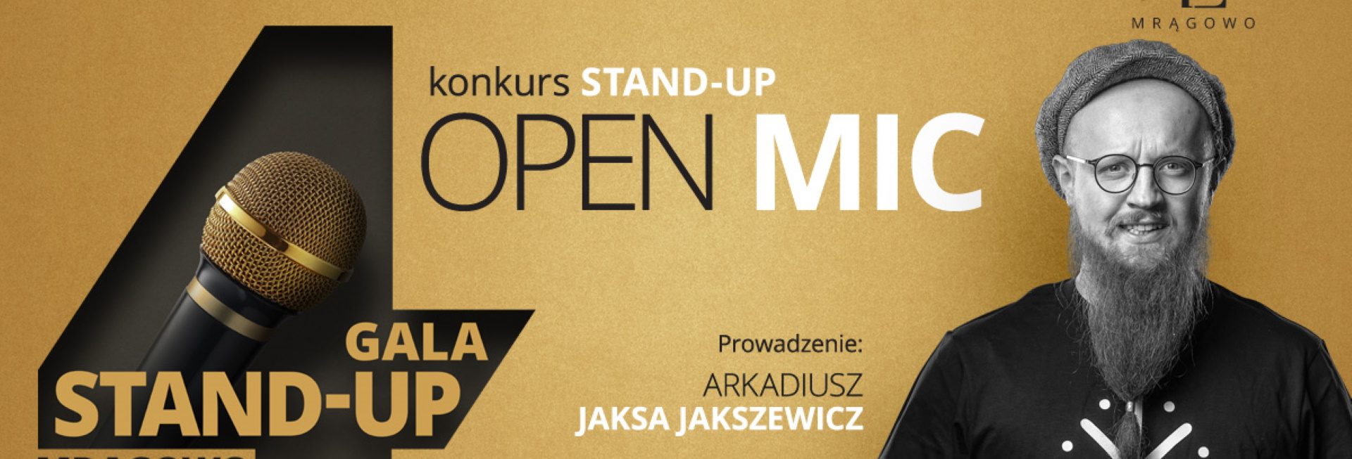 Plakat zapraszający w sobotę 15 lipca 2023 r. do Kuźni Społecznej w Olsztynie na Stand-Up Konkurs OPEN MIC Olsztyn 2023. 