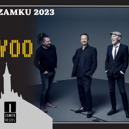 Plakat zapraszający w czwartek 20 lipca 2023 r. do Reszla na koncert zespołu Voo Voo w Zamku Reszel 2023.