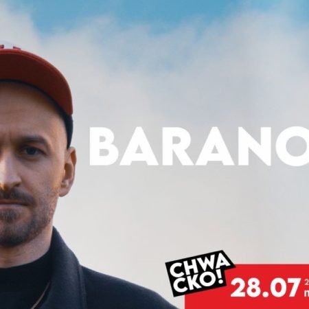 Plakat zapraszający w piątek 28 lipca 2023 r. do Olsztyna na koncert Baranovski – Roztańczone Dni Olsztyna 2023.
