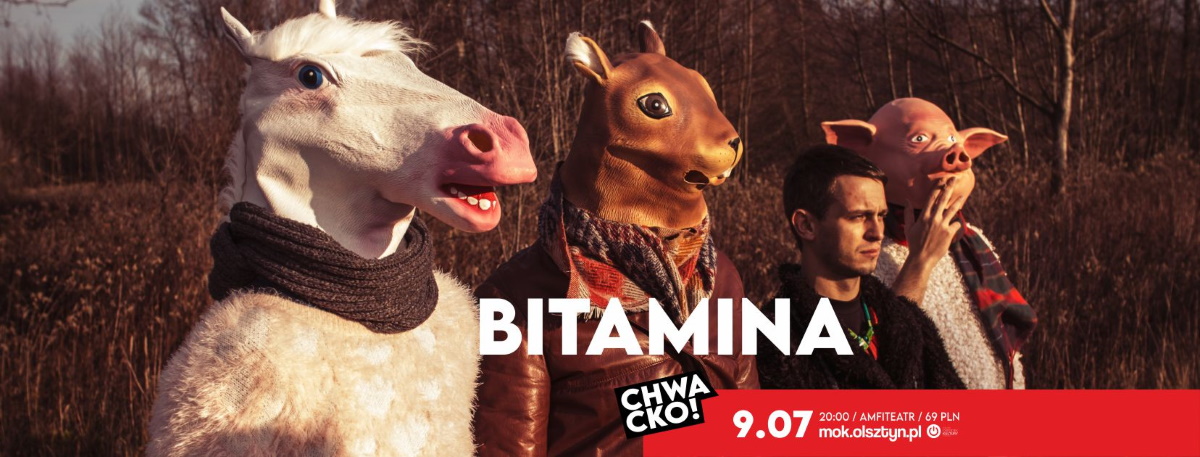 Plakat zapraszający w niedzielę 9 lipca 2023 r. do Olsztyna na koncert Bitamina Olsztyn 2023.