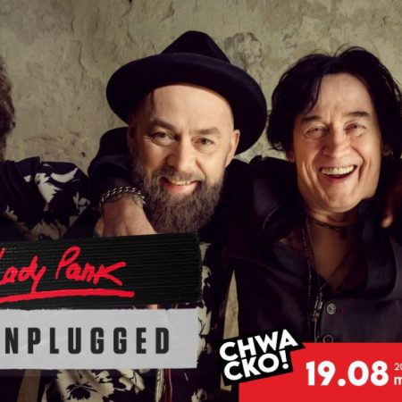Plakat zapraszający w sobotę 19 sierpnia 2023 r. do Olsztyna na koncert LADY PANK MTV Unplugged Olsztyn 2023.