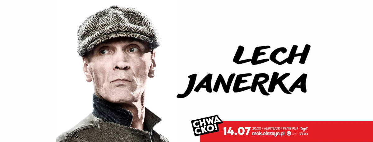 Plakat zapraszający w piątek 14 lipca 2023 r. do Olsztyna na koncert Lech Janerka Olsztyn 2023.