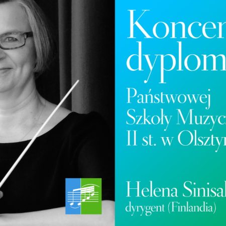 Plakat zapraszający w czwartek 22 czerwca 2023 r. do Olsztyna na koncert dyplomantów Państwowej Szkoły Muzycznej II st. w Olsztynie 2023.