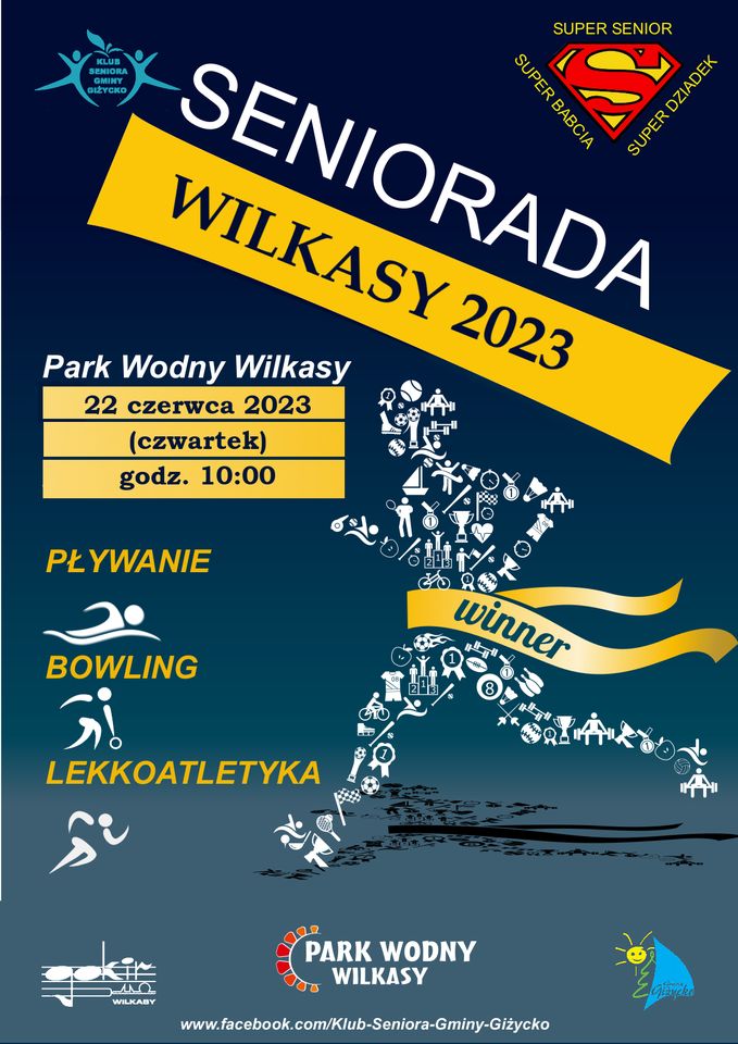 Plakat zapraszający we wtorek 5 września 2023 r. do Wilkas na Senioradę Wilkasy 2023.