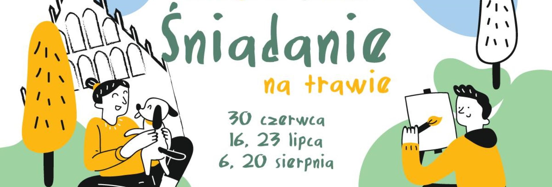 Plakat zapraszający do Elbląga na coroczne wydarzenie – Śniadanie na Trawie Elbląg 2023.