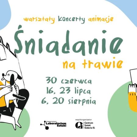 Plakat zapraszający do Elbląga na coroczne wydarzenie – Śniadanie na Trawie Elbląg 2023.