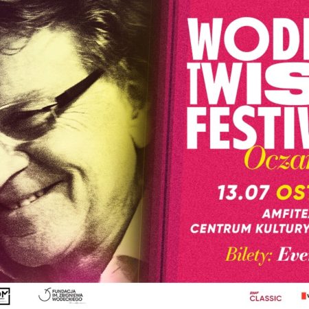 Plakat zapraszający w czwartek 13 lipca 2023 r. do Ostródy na koncert WODECKI TWIST - Oczarowanie Ostróda 2023.