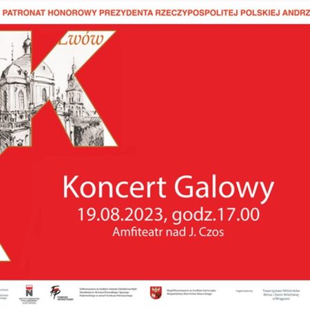 Plakat zapraszający w sobotę 19 sierpnia 2023 r. do Mrągowa na 28. edycję Festiwalu Kultury Kresowej - Koncert Galowy Mrągowo 2023.