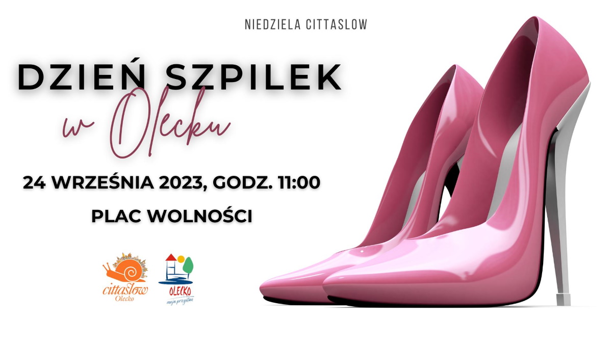 Plakat zapraszający w niedzielę 24 września 2023 r. do Olecka na 3. edycję Dnia Szpilek w Olecku 2023.