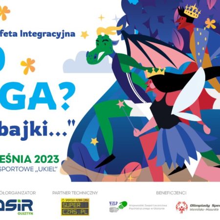 Plakat zapraszający w sobotę 2 września 2023 r. do Olsztyna na 6. edycję Charytatywnej Sztafety Integracyjnej „O CO BIEGA?” Olsztyn 2023.