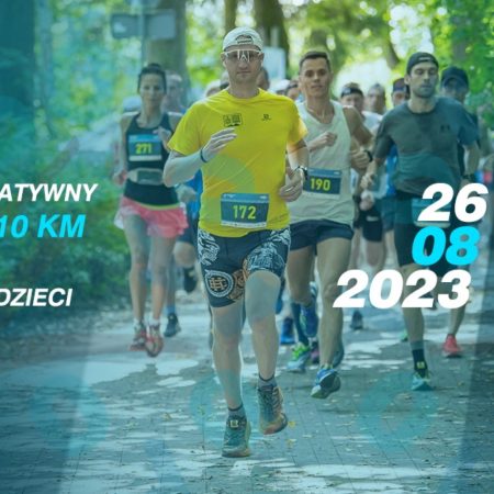 Plakat zapraszający w sobotę 26 sierpnia 2023 r. do Olsztyna na kolejną edycję biegów Zadyszka Zeto Software Olsztyn 2023.