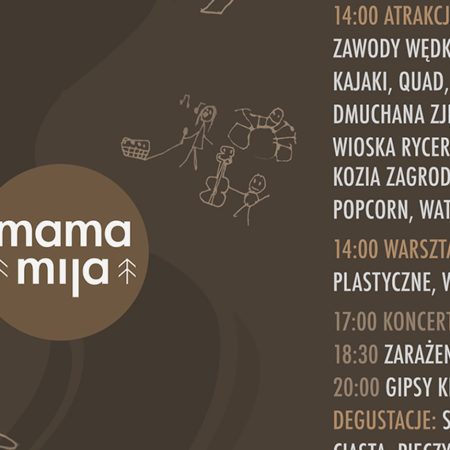 Plakat zapraszający w niedzielę 6 sierpnia 2023 r. do Spychowa na Piknik Rodzinny w Mamamija SPYCHOWO - BYSTRZ 2023.
