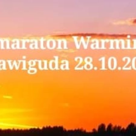 Plakat zapraszający w sobotę 28 października 2023 r. na 4. edycję Jesiennego Ultramaratonu Warmiński Warneland - Stawiguda 2023.