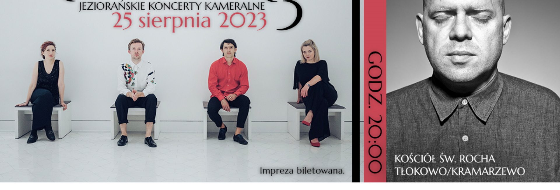 Plakat zapraszający w piątek 25 sierpnia 2023 r. do miejscowości Tłokowo w gminie Jeziorany na koncert "Requiem ludowe" - Adam Strug i Kwadrofonik TŁOKOWO 2023.