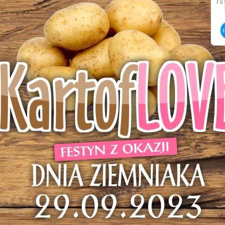 Plakat zapraszający w piątek 29 września 2023 r. do miejscowości Łukta w powiecie ostródzkim na Festyn KartofLOVE Łukta 2023.