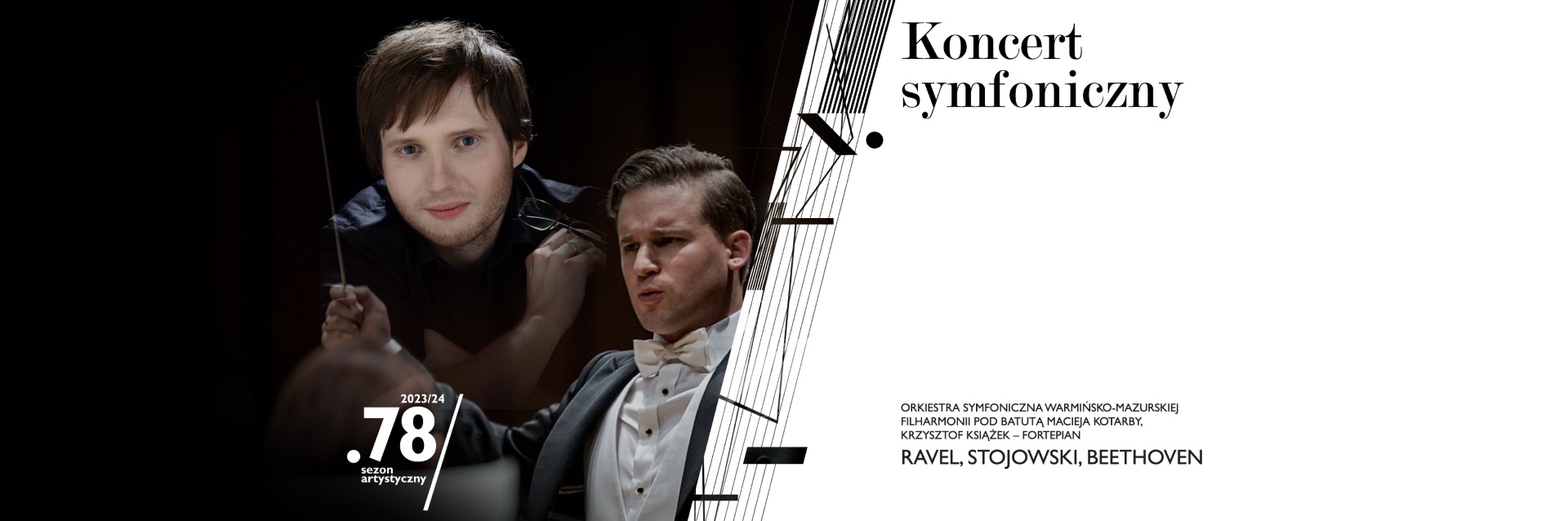 Plakat zapraszający w piątek 29 września 2023 r. do Olsztyna na Koncert Symfoniczny Filharmonia Olsztyn 2023.