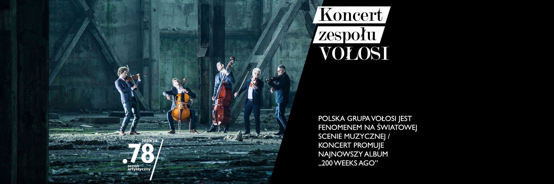 Plakat zapraszający w piątek 6 października 2023 r. do Olsztyna na koncert zespołu VOŁOSI Filharmonia Olsztyn 2023.